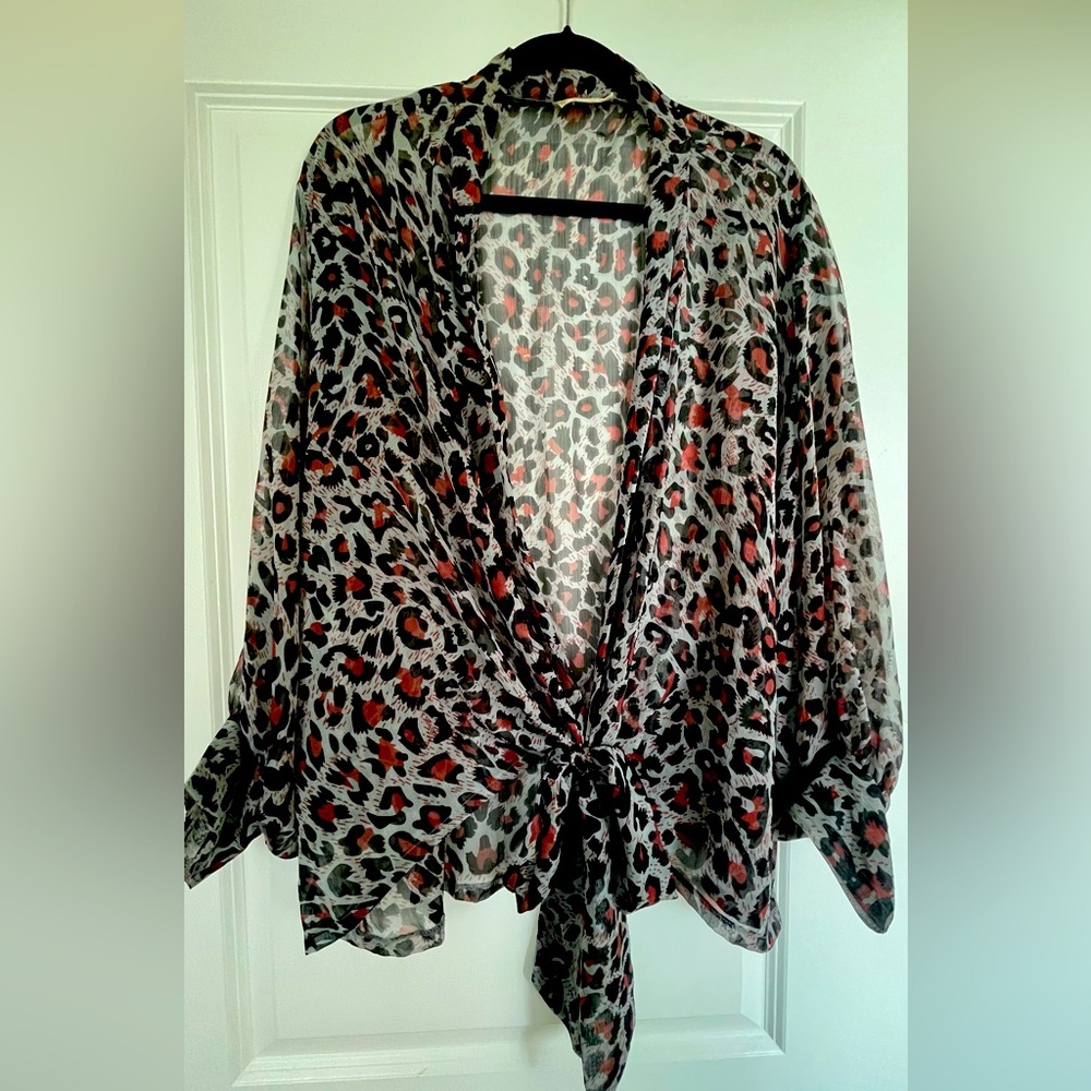 Free People sheer tie front kimono/wrap